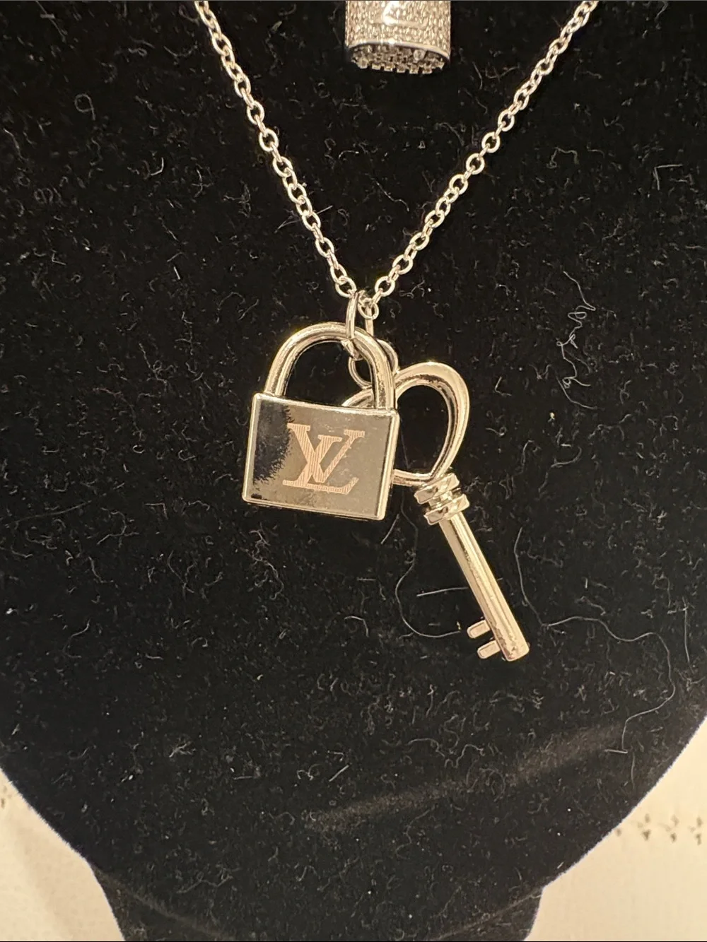 3 New Fashion Silver Tone Logo, Padlock & Key Necklaces